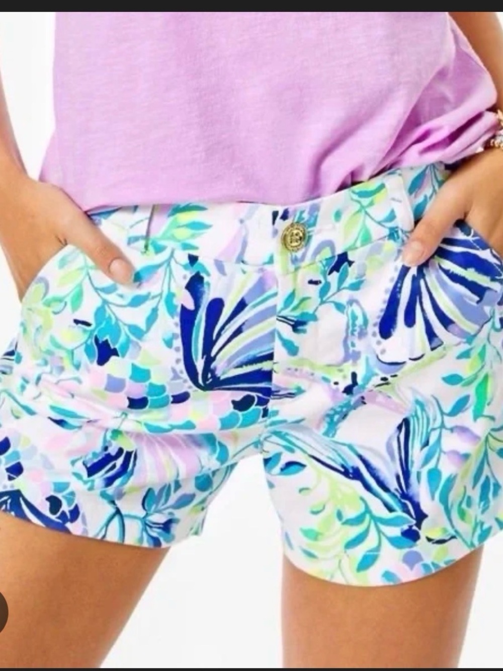 New  Lilly Pulitzer Callahan Stretch Shorts in the Resort White Shell Beach sz 2